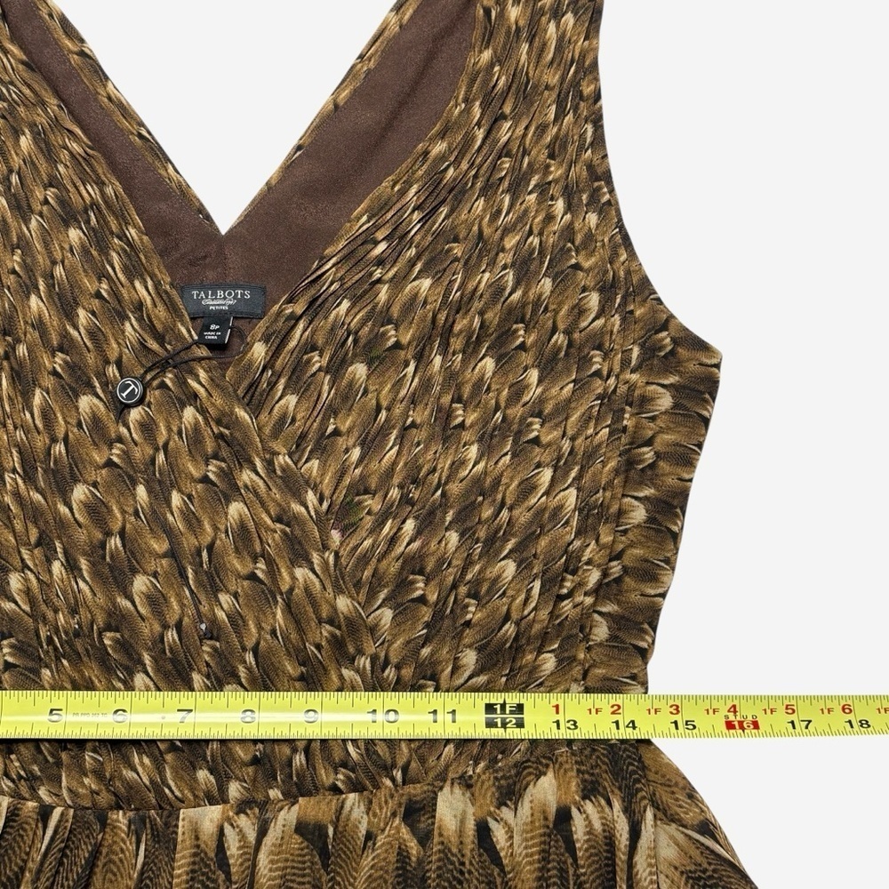 NWT Talbots Sleeveless V-Neck Dress Knee Length Size 8P Brown - Picture 8 of 11